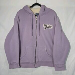Big Dogs Full Zip Sherpa Fleece Lined Hoodie Grunge Y2K Vintage Womens 22/24